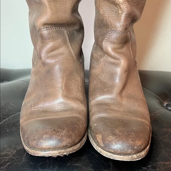 FRYE Brown Leather Tall Boots - Picture 2 of 13